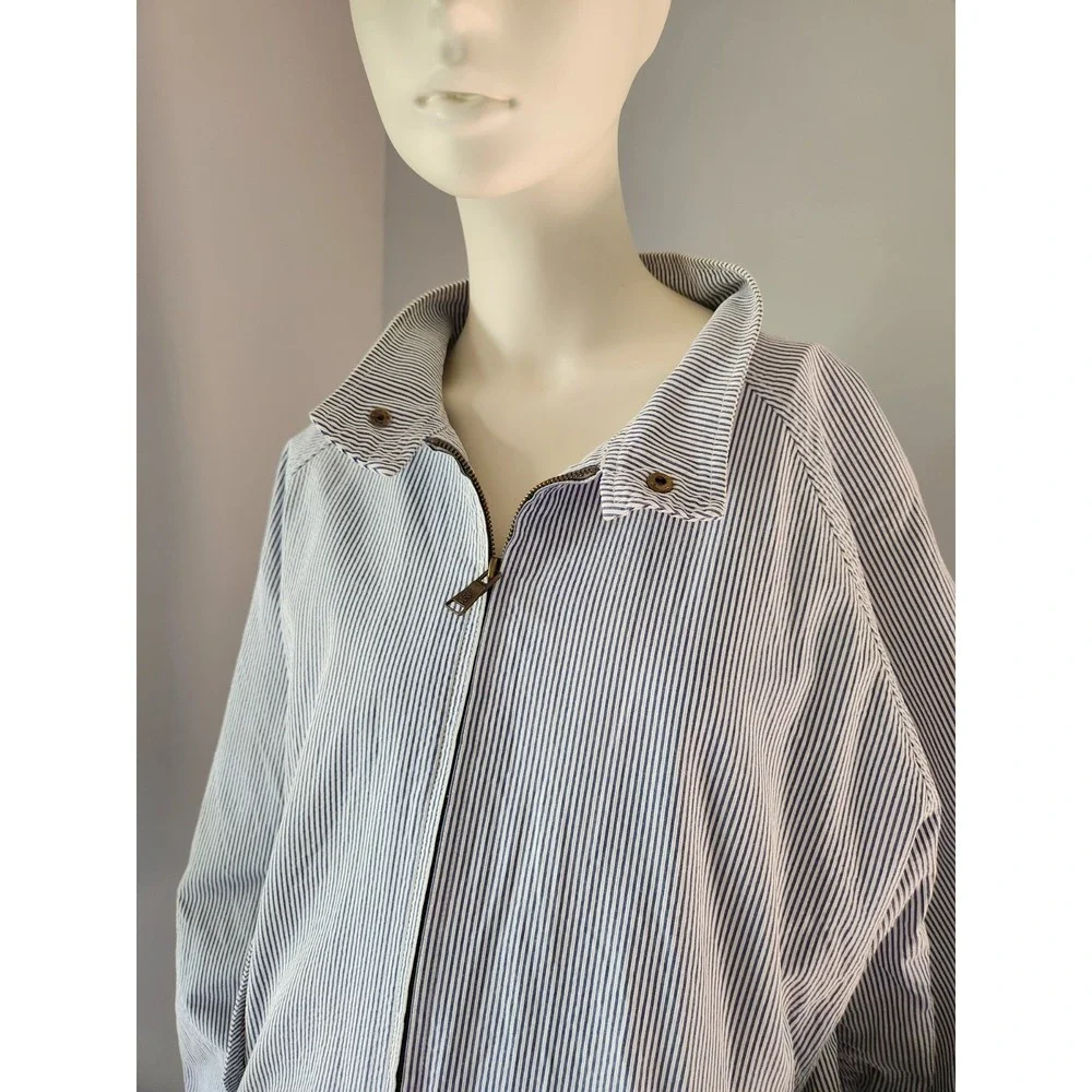 Vintage Izod Blue Striped Preppy Blue Full Zip Jacket Spring Summer Boating  XL‎